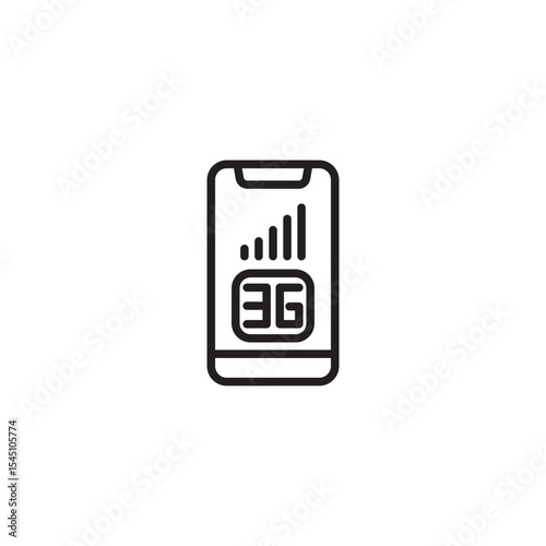 A clean line icon of a smartphone displays a signal strength indicator and the "3G" network symbol, representing mobile connectivity and third-generation technology.