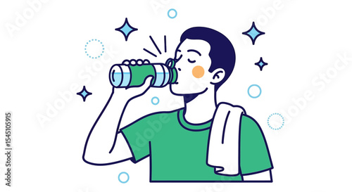 Refreshing Hydration Man Drinking Water After Workout