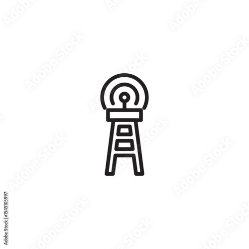 A simple line icon depicts a communication tower emitting wireless signals, symbolizing network transmission or broadcasting.