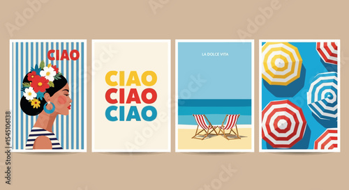 Summer Vacation Posters Beach, Flowers, and Italian Vibes