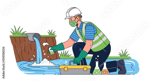 Environmental Scientist Collecting Water Sample for Analysis