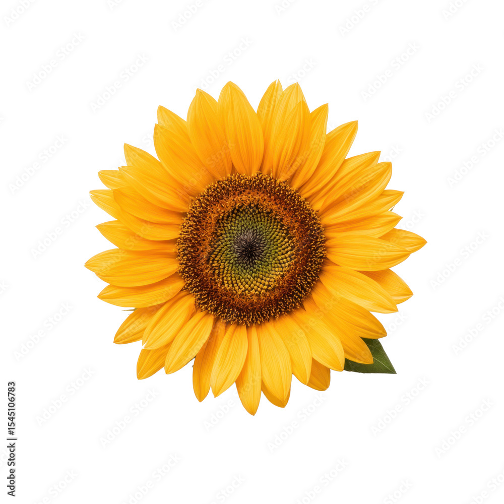 Vibrant sunflower with large yellow petals and detailed brown center against a clean white background Transparent background or png Vibrant sunflower with large yellow petals and detailed brown center against a clean white background Transparent background or png