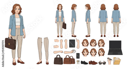 Character Design Businesswoman Illustration - Poses, Clothing, and Accessories
