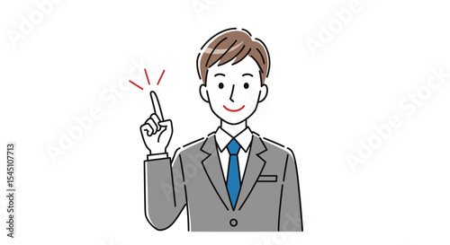 Businessman with an Idea  Illustration of a Man in a Suit Pointing Upward