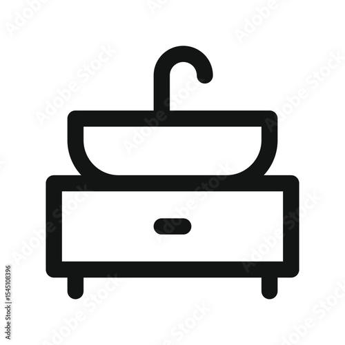 Under sink cabinet UI icon, under washbasin cabinet simple line user interface vector symbol