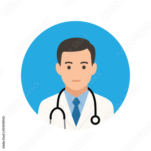 Male Doctor Avatar Icon Flat Design