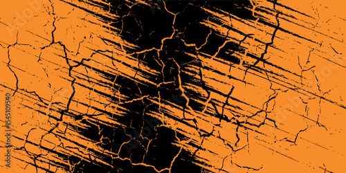 orange black brush Car sticker wrap pattern banner abstract sporty lines black orange color combination grunge brush modern pattern racing motorsport vector design.