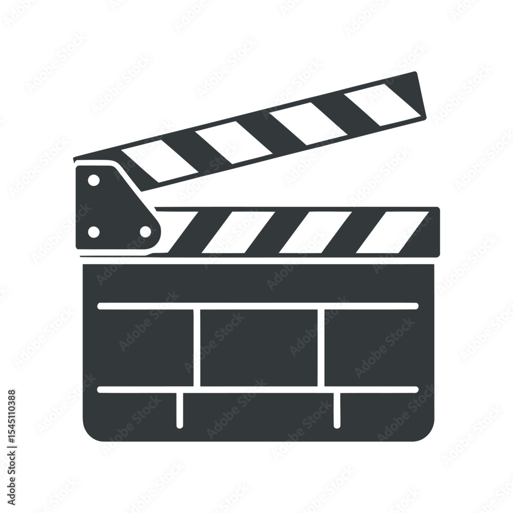 Fototapeta premium Simple Black and White Clapperboard Icon