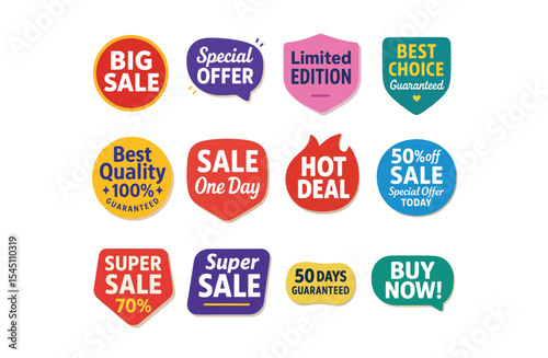 Colorful Sale and Discount Badge Stickers for Promotions and Marketing