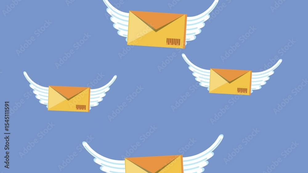 flying envelopes animation 4k