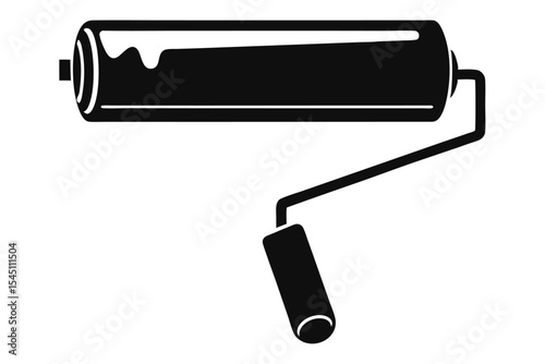 Minimalist Black Paint Roller Illustration Home Improvement Tool for Painting Walls and Surfaces