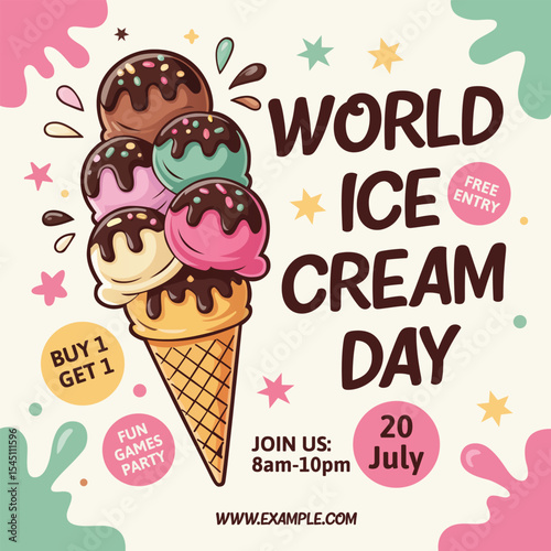 Ice cream day flyer poster template design art