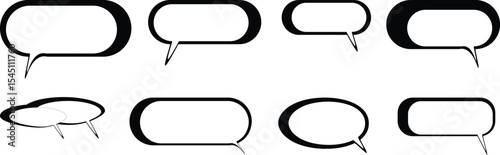 Speech bubble, speech balloon, speak bubble text set, chat bubble line art icon for apps and websites. white backgaund