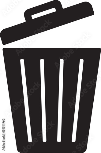 Open Trash Can Icon  Waste Disposal, Recycling, Garbage Bin Symbol
