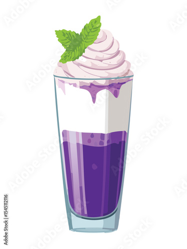 Sweet Purple Drink with Cream Topping - Vector Illustration