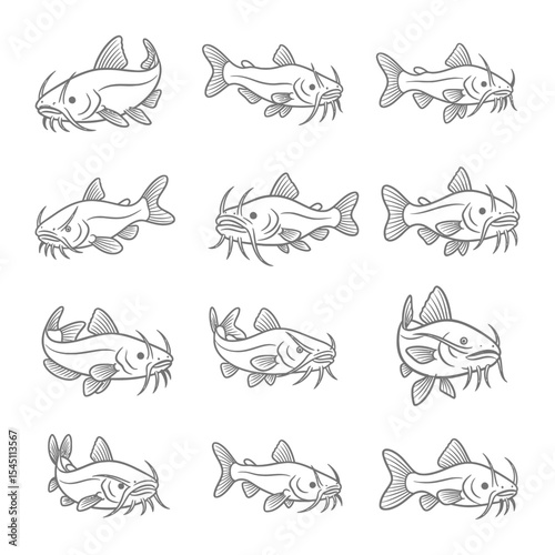 doodle icon illustration catfish 