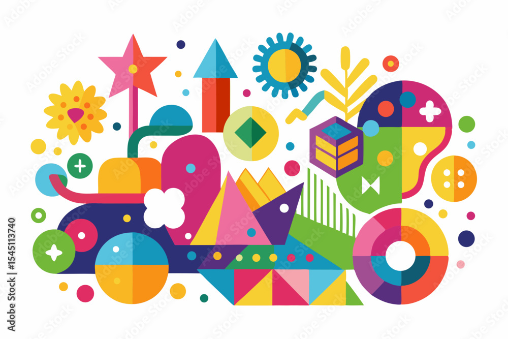 Naklejka premium Ideal for creative projects needing a fun, energetic 80s/90s aesthetic.