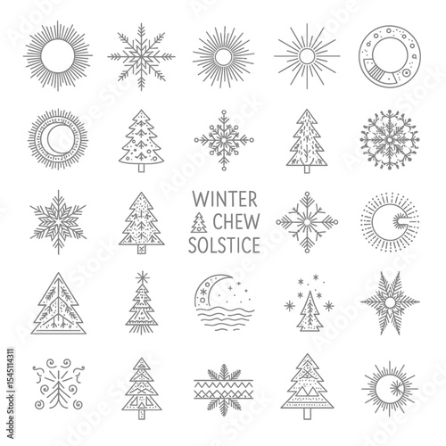 doodle icon illustration winter solstice 