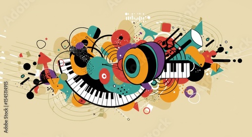 Jazzy musical explosion Trumpet and keys