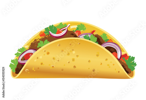Savory Mexican Taco with Filling - Vector Illustration