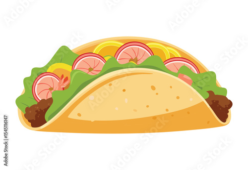 Fresh Seafood Taco with Citrus Zest - Vector Illustration