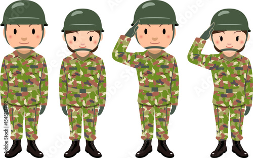 自衛隊　男性と女性自衛官のイラスト