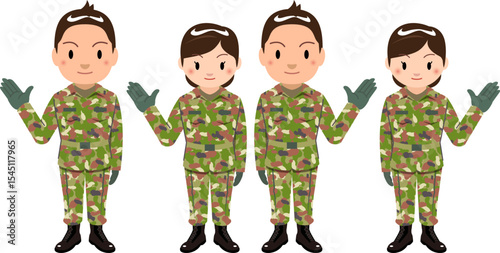 自衛隊　男性と女性自衛官のイラスト