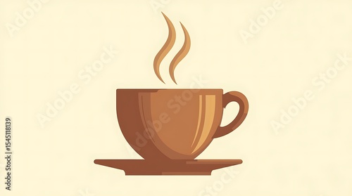 An inviting vector emblem presents a timeless coffee mug with gentle steam, designed with elegant, clear contours and a cozy, vibrant hue.