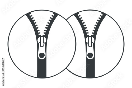 Two Open Zippers in Circular Shapes
