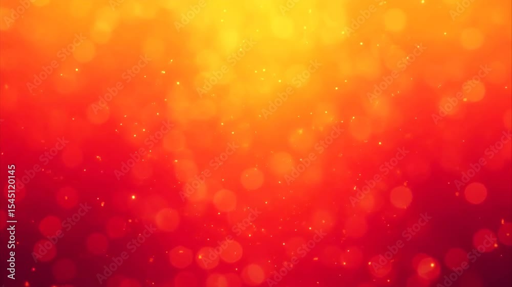 Vibrant abstract background with glowing particles and warm orange and red bokeh light effects