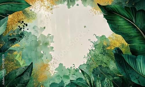 Tropical leaf arrangement with gold accents