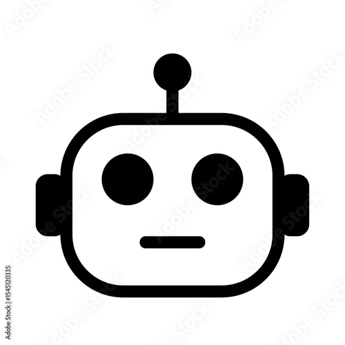 Minimalist Robot Head Icon – AI Chatbot Symbol