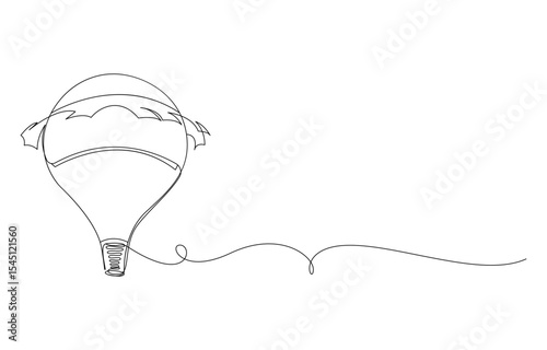 Hot Air Balloon Ascent A Continuous Line Drawing