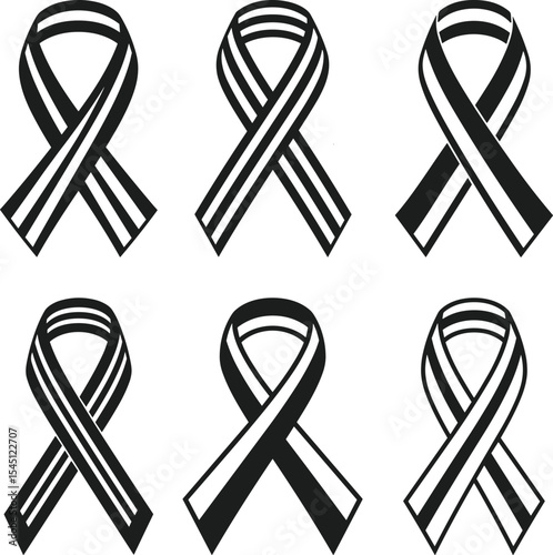 Set of Awareness Ribbon Silhouettes – Symbolic Vector Collection for Support and Causes