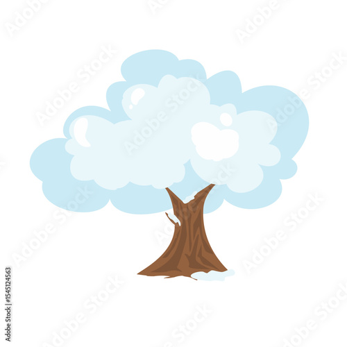 Winter tree illustration. Snowy branches, forest element. Winter season element. Can be used for wallpaper, sticker, kid room decoration