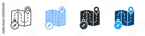 Adventure Icon Set Multiple Style. Design In Outline, Blue, Glyph, Dual Tone