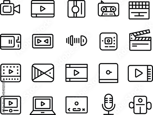 Essential Video Editing Software Application Tools and Icons for Filmmaking, Production, Streaming, and Content Creation: A Must-Have Collection