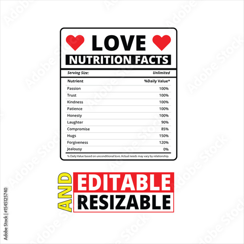 Love Nutrition Facts Label – Funny Romantic Relationship Quote Design, 