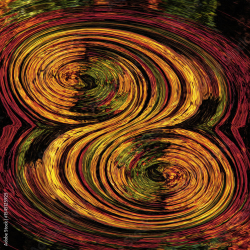 Vibrant abstract image featuring swirling patterns of colorful autumn hues, creating dynamic and mesmerizing visual effect. composition evokes sense of movement and energy