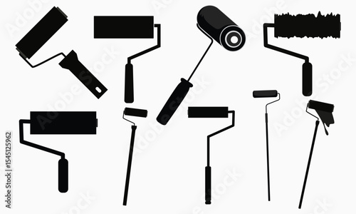 Paint brush vector set. Assorted paintbrush vector illustration. Paint brushes drawing tool. Containing various paintbrush for small to wide. Flat simple design.