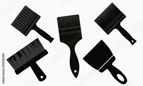 Paint brush icon set. Assorted paintbrush vector illustration. Paint brushes drawing tool. Containing various paintbrush for small to wide. Flat simple design