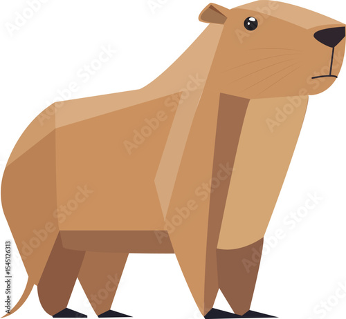 Geometric vector capybara, illustration brown tone