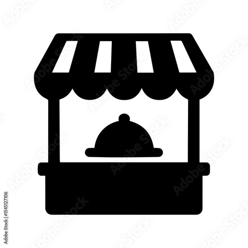 Food stall icon with transparent background symbolizing street food vendor and outdoor market booth

