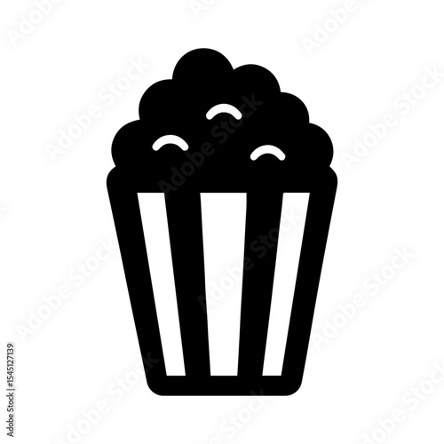 Popcorn bucket icon with transparent background symbolizing movie snack and theater concession
