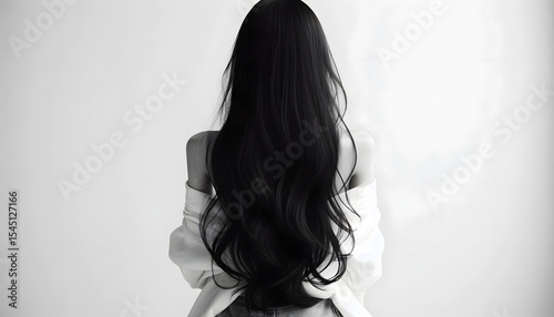 검은 긴생머리 여성의 뒷모습