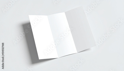A blank tri-fold brochure on a light background, perfect for customization and design projects