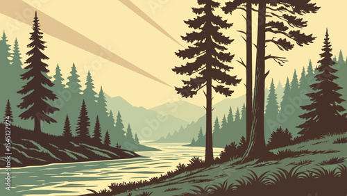 sunset in the forest