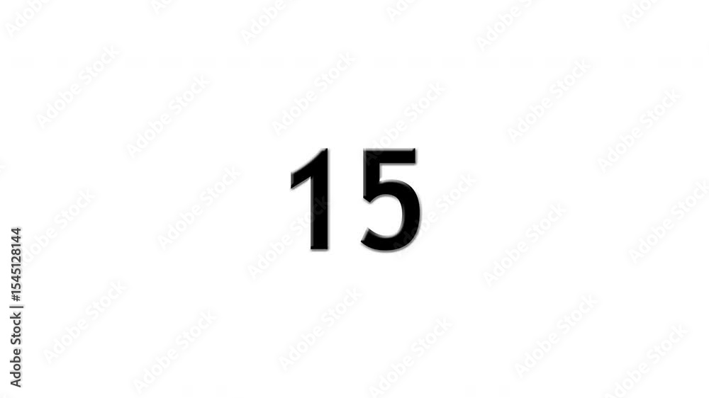 20 second countdown animation with white background, 4k video
