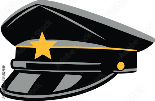 Military officer cap with star. 