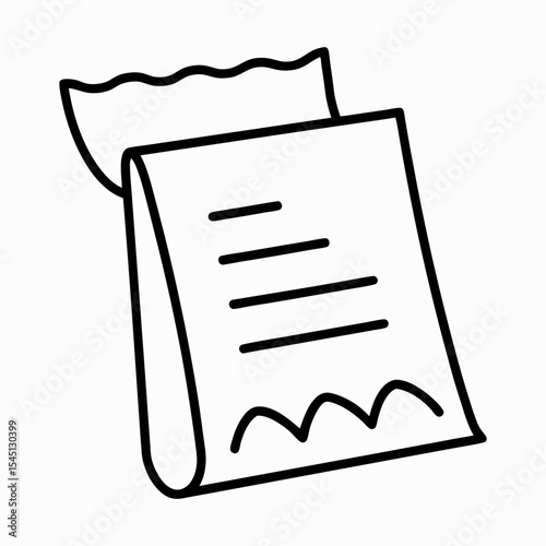 Vector Illustration of a Shopping Receipt Icon Drawn in One Continuous Line – Minimalist Line Art
